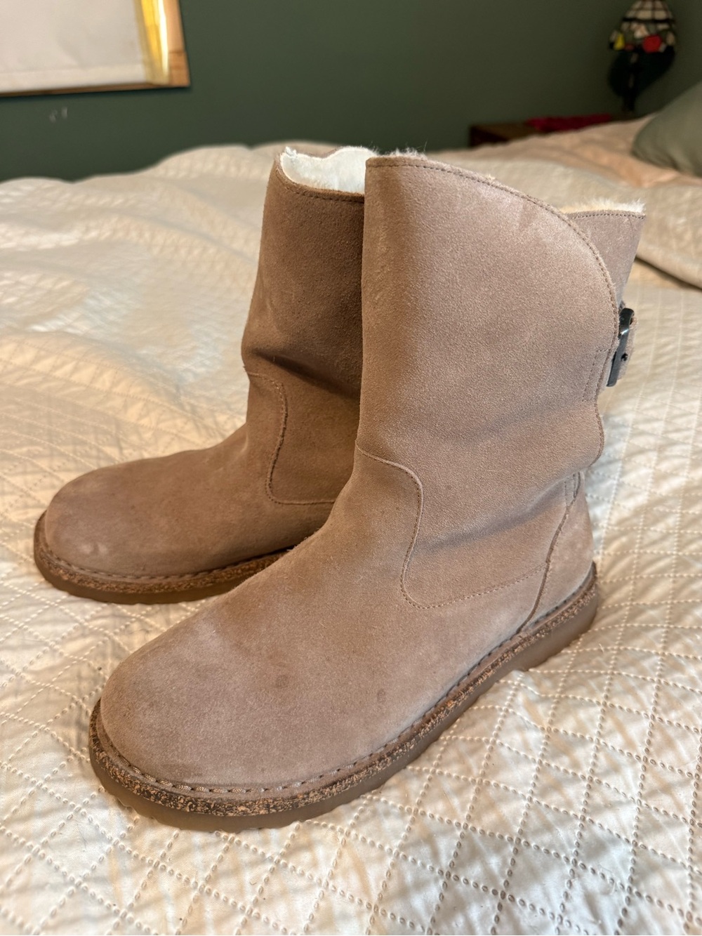 Birkenstock Suede Cozy Shearling-Lined Ankle Boots - Taupe